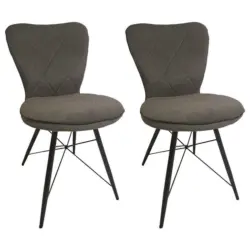 Stuhl-Set 2 St&uuml;ck in Eisen Webstoff