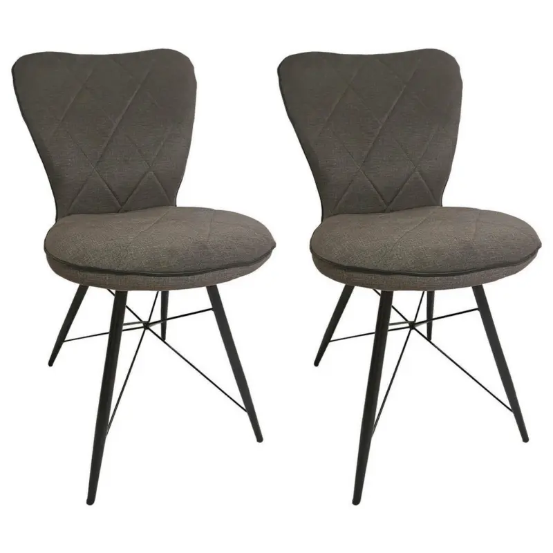 Stuhl-Set 2 St&uuml;ck in Eisen Webstoff