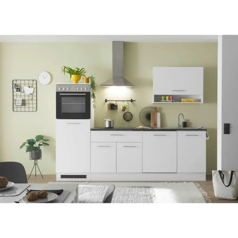 Küchenleerblock 260 cm in Braun, Weiß