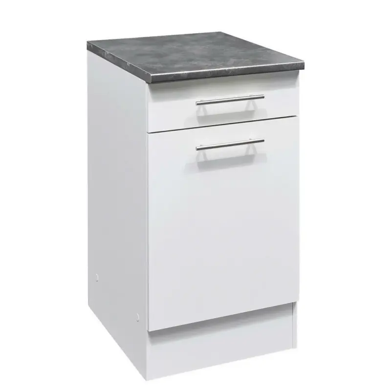 Küchenunterschrank 50/90/60 cm in Braun, Weiß