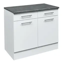 Küchenunterschrank 100/90/60 cm in Braun, Weiß