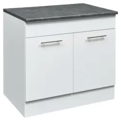 Spülenunterschrank 100/90/60 cm in Braun, Weiß