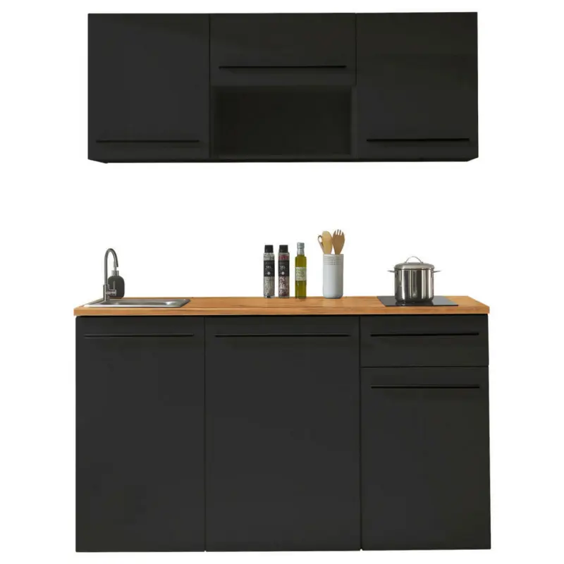 Minik&uuml;che in Schwarz, Eichefarben