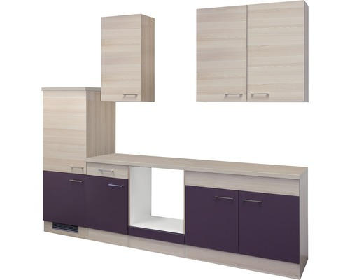 Küchenleerblock Flex Well Focus 9152 Akazie-Dekor/Aubergine 270 cm