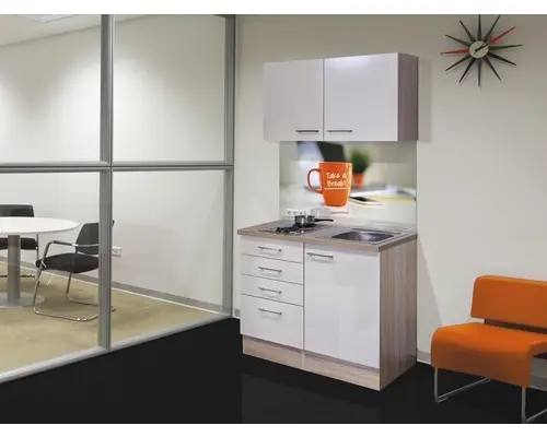 Miniküche Flex Well Nepal Kaschmir glänzend/Sonoma Eiche 100x60 cm inkl. Einbaugeräte