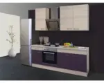 Hornbach Küchenblock Flex Well Focus Akazie-Dekor/Aubergine 210 cm inkl. Einbaugeräte