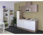 Hornbach Singleküche Flex Well Samoa 9867 weiß/Sonoma Eiche 180 cm inkl. Einbaugeräte