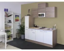 Singleküche Flex Well Samoa 9867 weiß/Sonoma Eiche 180 cm inkl. Einbaugeräte