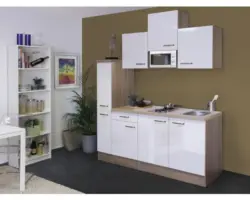 Singleküche Flex Well Valero 9876 weiß/Sonoma Eiche 180 cm inkl. Einbaugeräte