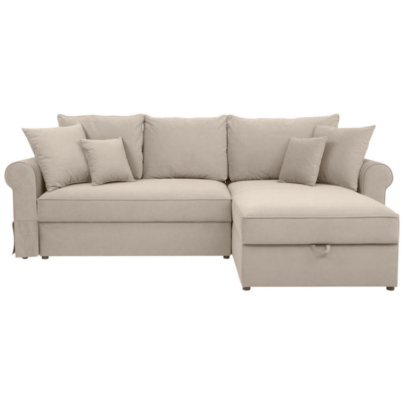 Eckschlafsofa in Velours Beige