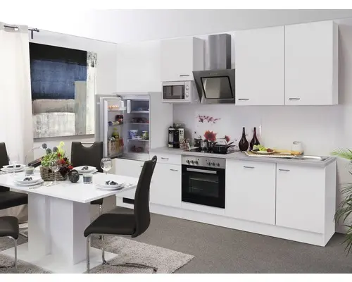 Küchenblock Flex Well Wito 9979 weiß/weiß 280 cm inkl. Einbaugeräte