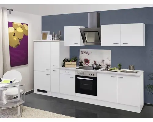 Küchenblock Flex Well Wito 10045 weiß/weiß 300 cm inkl. Einbaugeräte