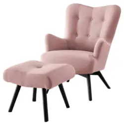 Sesselset in Webstoff Rosa, Schwarz