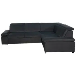 Eckschlafsofa in Mikrovelours Grau