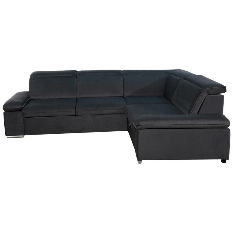 Eckschlafsofa in Mikrovelours Grau