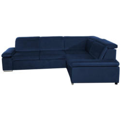 Eckschlafsofa in Mikrovelours Dunkelblau