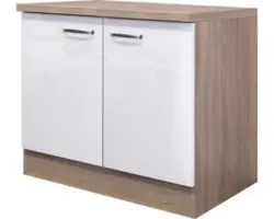 Spülenunterschrank Flex Well Valero weiß hochglanz 100x86x60 cm mit Drehtür