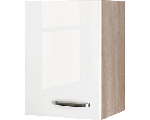 Hängeschrank Flex Well Valero weiß glänzend/Sonoma Eiche 40x55x32 cm mit Drehtür