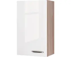 Hängeschrank Flex Well Valero weiß glänzend/Sonoma Eiche 50x89x32 cm mit Drehtür