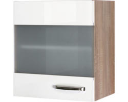 Glashängeschrank Flex Well Valero weiß glänzend/Sonoma Eiche 50x55x32 cm mit Drehtür