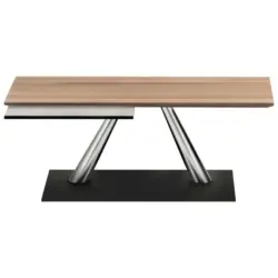 Couchtisch in Holz, Metall, Keramik 96-142/56/40 cm