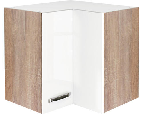 Eckhängeschrank Flex Well Valero weiß/Sonoma Eiche 60x55x32 cm mit Drehtür