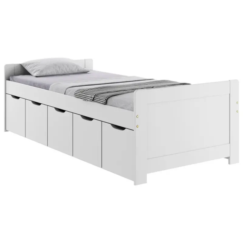Stauraumbett 90/200 cm in Weiß