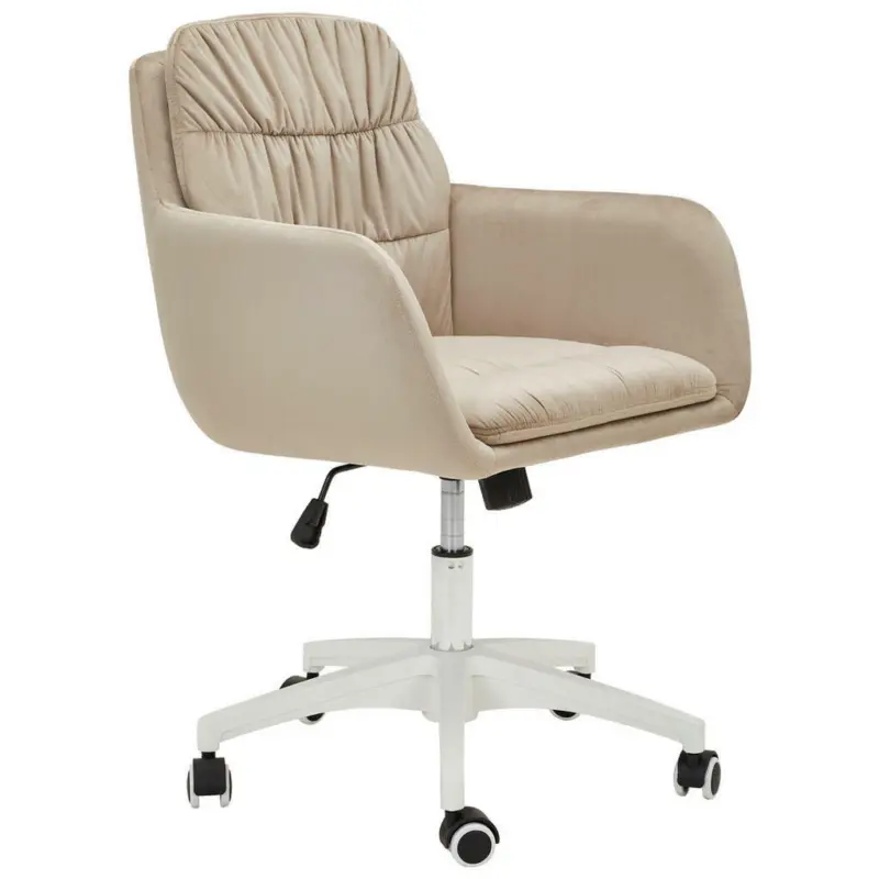 Drehstuhl in Samt Wei&szlig;, Taupe