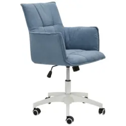 Drehstuhl in Mikrofaser Blau, Weiß
