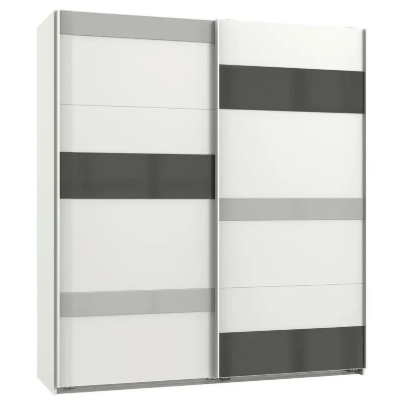 Schwebetürenschrank in Grau, Weiß, Hellgrau