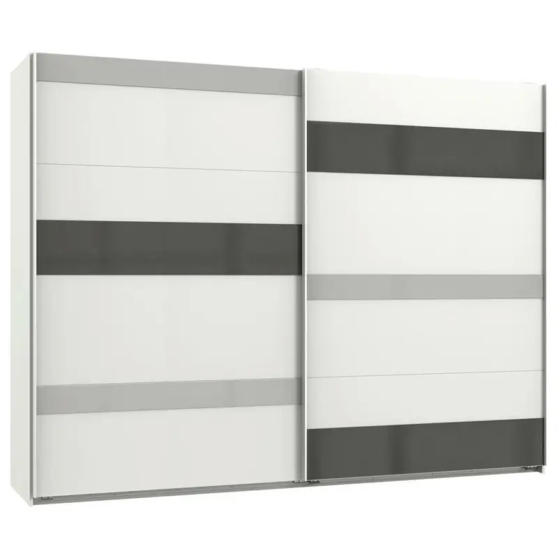 Schwebetürenschrank in Grau, Weiß, Hellgrau