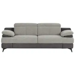 Zweisitzer-Sofa in Chenille Hellgrau, Dunkelgrau
