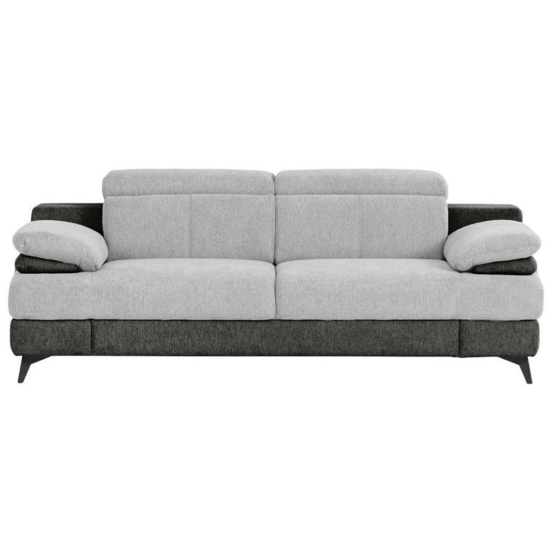 Dreisitzer-Sofa in Chenille Graphitfarben, Silberfarben