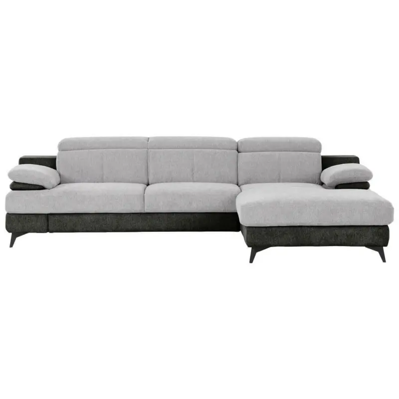 Ecksofa in Chenille Graphitfarben, Silberfarben