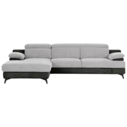 Ecksofa in Chenille Graphitfarben, Silberfarben