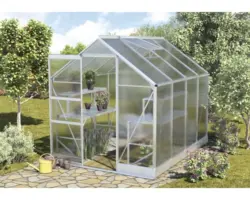 Gewächshaus Vitavia Apollo 5000 Hohlkammerplatten 6 mm mit Fundament 195x261 cm Aluminium