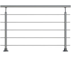 Geländer-Komplettset Pertura Aluminium mit fünf Edelstahlstäben für Bodenmontage B: 1.50 m