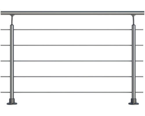 Geländer-Komplettset Pertura Aluminium mit fünf Edelstahlstäben für Bodenmontage B: 1.50 m