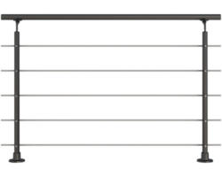 Geländer-Komplettset Pertura Aluminium anthrazit mit fünf Edelstahlstäben für Bodenmontage B: 1.50 m