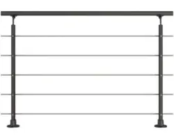 Geländer-Komplettset Pertura Aluminium anthrazit mit fünf Edelstahlstäben für Bodenmontage B: 1.50 m