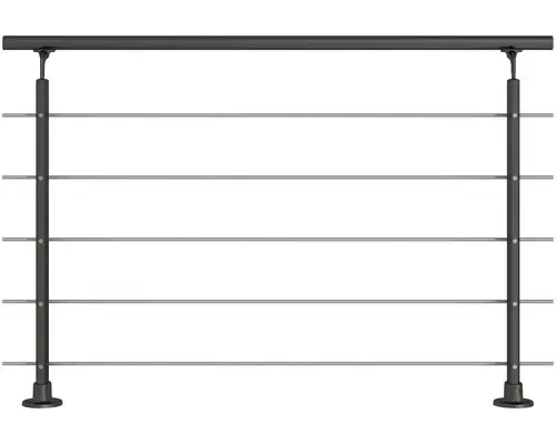 Geländer-Komplettset Pertura Aluminium anthrazit mit fünf Edelstahlstäben für Bodenmontage B: 1.50 m
