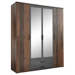 Drehtürenschrank in Akaziefarben, Schieferfarben