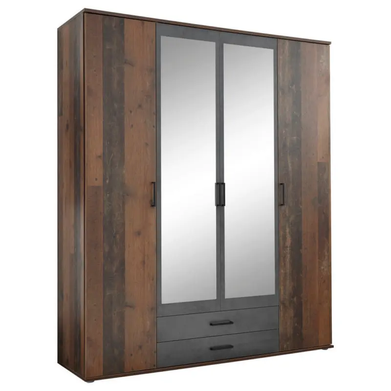 Drehtürenschrank in Akaziefarben, Schieferfarben