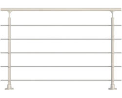 Geländer-Komplettset Pertura Aluminium weiß mit fünf Edelstahlstäben für Bodenmontage B: 1.50 m