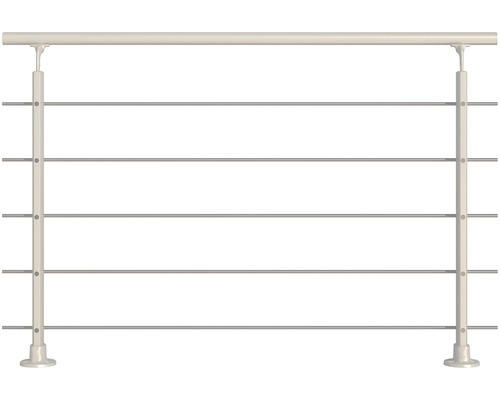 Geländer-Komplettset Pertura Aluminium weiß mit fünf Edelstahlstäben für Bodenmontage B: 1.50 m