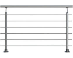 Geländer-Komplettset Pertura Aluminium mit sechs Edelstahlstäben für Bodenmontage B: 1.50 m