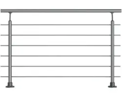 Geländer-Komplettset Pertura Aluminium mit sechs Edelstahlstäben für Bodenmontage B: 1.50 m