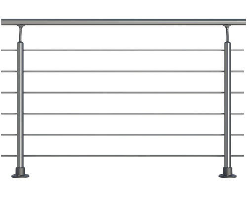 Geländer-Komplettset Pertura Aluminium mit sechs Edelstahlstäben für Bodenmontage B: 1.50 m