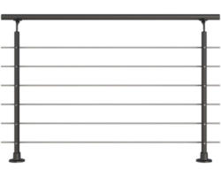 Geländer-Komplettset Pertura Aluminium anthrazit mit sechs Edelstahlstäben für Bodenmontage B: 1.50 m