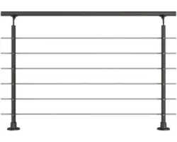 Geländer-Komplettset Pertura Aluminium anthrazit mit sechs Edelstahlstäben für Bodenmontage B: 1.50 m